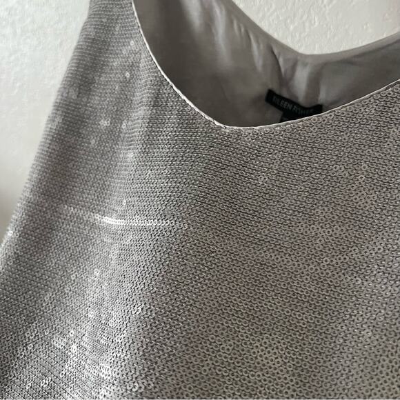 Eileen Fisher Silk Sequin Tank Top in Antique Silver - Picture 5 of 13